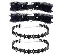 FDGGT 2 Correas De Encaje Para Las Piernas Y 2 Collares De Encaje, Ligas De Moda, Ligas Elásticas, Accesorios De Vestir