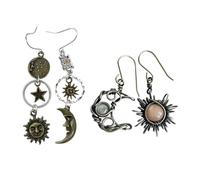 FDGGT 2 Pares De Pendientes Retro, Pendientes De Estrella Y Luna, Pendientes De Mujer De Moda, Pendientes Coles, Joyería Personalizada, Decoración De Ropa