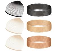 FDGGT 3 Diademas Y 3 Redes Para Peluca, Cintas De Silicona, Diademas Antideslizantes, Antisudor, Elásticas, 3 Unidades