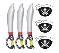 FDGGT 3 Piezas De Globos con Cuchillo Pirata Y 3 Piezas De Máscaras De Ojos De Pirata, Accesorios De Cosplay, Juguetes De Fiesta, Accesorios De Disfraces De Fiesta