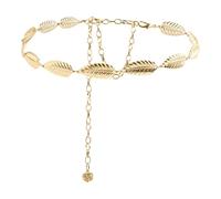 FDGGT Cadena De Cintura De Hoja Dorada De 1 Pieza, Cadena De Cintura Decorativa para Ropa, Cadena De Cintura De Metal Creativa, Cadena De Cintura Ajustable, Accesorios De Ropa