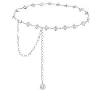 FDGGT Cadena De Cintura De Pedrería Plateada De 1 Pieza, Cadena De Cintura De Metal, Cadena De Cintura Decorativa, Joyería Corporal, Cadena De Cintura Ajustable