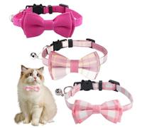FDGGT Collar De Lazo De 3 Uds, Collar Ajustable para Mascotas, Lindo Collar De Gato, Collar De Campana Creativo, Suministros para Mascotas