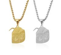 FDGGT Collares De 2 Uds, Collar con Cole De Caja De Jugo, Collar De Metal para Hombre, Clásico