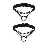 FDGGT Pack De 2 Collares Estilo Punk, Collares De Cuero PU, Collares Simples De Moda, Accesorios De Ropa, Collares Ajustables