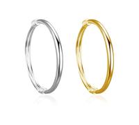 FDGGT Pack De 2 Pulseras De Metal Brillante, Pulseras Modernas Y Sencillas, Joyería para Mujer, Accesorios De Vestir (Oro, Plata)