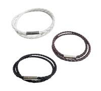 FDGGT Pack De 3 Pulseras De Cordón De Cuero, Pulseras Modernas Y Sencillas, Pulseras Trenzadas, Pulseras con Hebilla Magnética, Pulseras Apiladas De Doble Capa