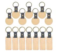 FDGGT Paquete De 14 Llaveros De Cuero Y Madera, Creativos Y Personalizables, En Color Marrón, Ideal Para Niños Y Adolescentes