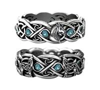 FDGGT Paquete De 2 Anillos Punk, Anillos Grabados Retro, Anillos De Personalidad De Moda, Anillos De Estilo Creativo, Accesorios De Ropa