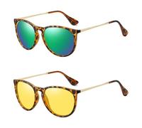 FDGGT Paquete De 2 Gafas De Sol Con Montura Redonda, Gafas De Sol Clásicas De Moda, Gafas De Sol Retro Simples, Accesorios De Ropa