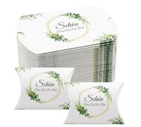 FDHBDF 50 cajas de regalo de boda con texto en inglés "Schön Dass Du Da Bist", caja de regalo de cartón para dulces, como regalo de mesa de boda, regalos de bautizo y comunión