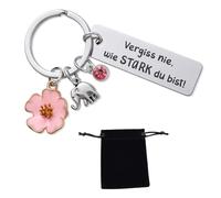 FDHBDF Llavero con texto en alemán "Beste Freundin, Schlüsselanhänger Kollelegin Elefant Schlüsselanhänger Mutmacher Geschenk für Frauen, Geburtstagsgeschenk Mama mit schwarzer Geschenktasche