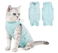 FDHBDF Traje quirúrgico para gatos, traje de recuperación de seda EIS, body de recuperación transpirable con botones, alternativa al cono para gatos después de operaciones y cuidado de la piel (azul
