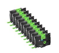 FDhRyTF 10 Uds. Cinta laminada Negra sobre Gripe Verde AZE D31 Cinta laminada de 12mm Compatible con Cinta Tze D31 Tze D31