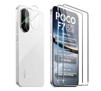 FDHYFGDY 2+2 Piezas Protector de Pantalla para Xiaomi Poco F7 Cristal Templado, Protector de cámara y película Protectora de Vidrio, Dureza 9H, Pantalla HD antiburbujas