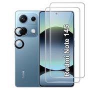 FDHYFGDY 2+2 Piezas Protector de Pantalla para Xiaomi Redmi Note 14S Cristal Templado, Protector de cámara y película Protectora de Vidrio, Dureza 9H, Pantalla HD antiburbujas