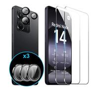 FDHYFGDY 2 Piezas Cristal Templado para Xiaomi Redmi Note 14 4G Protector de Pantalla, 2 Piezas Película de Vidrio para Cámara, Dureza 9H, Protector de Pantalla Antiarañazos y Antiburbujas