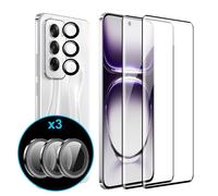 FDHYFGDY 2 Piezas para Oppo Reno 12 5G Película Protectora de Cristal Templado, 3 Piezas de Película de Vidrio para cámara, Dureza 9H, Protector de Pantalla Resistente a rayones y sin Burbujas