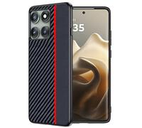 FDHYFGDY Funda para Motorola Edge 60 Pro Carcasa，Resistente a Golpes y Arañazos，Fundas Ultrafina para teléfono de Fibra de Carbono Compatible con Motorola Edge 60 Pro Funda-Rosso e Nero