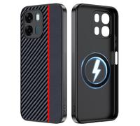 FDHYFGDY Funda para OPPO A6 4G/5G Carcasa Magnética y Compatible con MagSafe - Funda Protectora Antigolpes de Grado Militar para OPPO A6 - Rojo y Negro