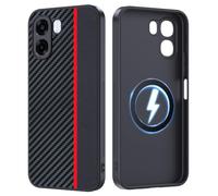 FDHYFGDY Funda para OPPO A6X/OPPO A6K 4G/5G Carcasa Magnética y Compatible con MagSafe - Funda Protectora Antigolpes de Grado Militar para OPPO A6X/A6K - Rojo y Negro