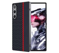 FDHYFGDY Funda para RedMagic 10 Air Carcasa，Resistente a Golpes y Arañazos，Fundas Ultrafina para teléfono de Fibra de Carbono Compatible con RedMagic 10 Air Funda-Rojo y Negro
