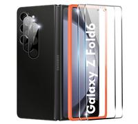 FDHYFGDY para Samsung Galaxy Z Fold 6 Cristal Templado, 2 Piezas Película Protectora Externa + 2 Piezas Película Protectora para cámara con Marco de Montaje, Dureza 9H, Protector de Pantalla HD