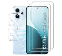 FDHYFGDY Protector Pantalla para OPPO Reno 14F/Reno 14 FS (4G/5G), 2 Piezas Protector de Pantalla, 2 Piezas Pelicula para lentes, HD Cristal Templado, Dureza 9H, Anti Arañazos, Sin Burbujas