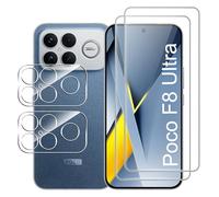 FDHYFGDY Protector Pantalla para Xiaomi Poco F8 Ultra, 2 Piezas Protector de Pantalla, 2 Piezas Pelicula para lentes, Ultra HD Vidrio Templado, Dureza 9H, Anti Arañazos, Sin Burbujas Cristal Templado