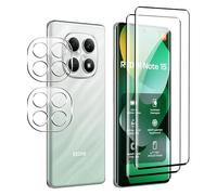 FDHYFGDY Protector Pantalla para Xiaomi Redmi Note 15 4G,2 Piezas Protector de Pantalla,2 Piezas Pelicula para lentes,Ultra HD Vidrio Templado, Dureza 9H, Anti Arañazos,Sin Burbujas Cristal Templado