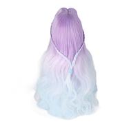 Fdit 1 de Peluca de Muñeca Articulada con 3 Bolas, Pelo Sintético Largo y Rizado de Alta Temperatura con Red Interior Ajustable para Personalización de Muñecas y Reemplazo de Peinado (Púrpura