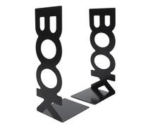 Fdit 1 par de Sujetalibros de Metal Resistente, Soportes para Libros de Acero en Forma de L con Base Antideslizante de Espuma, Organizador de Escritorio y Estantería para Biblioteca (Black)