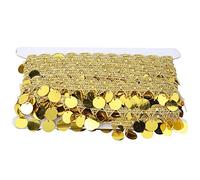 Fdit 10 yardas cinturón con borlas para danza del vientre, cadena para el vientre con borlas, bufanda redonda para la cadera con monedas, suministros de ropa nacional para decoración(dorado)
