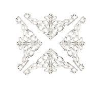 Fdit 100PCS Protectores de Esquinas de Hierro Vintage Adornos Decorativos de Esquina de Borde de Escritorio Latón Antiguo Plata Blanco Amarillo para Caja de Madera Álbum de Libros (Plata Blanco)