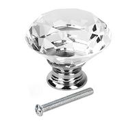 Fdit 16 Pomos de Cristal Elegantes con Forma de Diamante para Cajones para Armarios y Aparadores, Tamaño de 40 Mm
