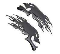 Fdit 2 Pegatinas para Tanque de de Motocicleta, Diseño de Calavera de Llama, Impermeable, Protector Solar, 5.906 X 2.559 in, Plástico Flexible, Despegar y Pegar, Gráficos Universales (BLACK)