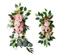 Fdit 2 Piezas de Guirnaldas Florales de Rosas Blancas, Flores de de Boda con Tallos Flexibles para Respaldos de Sillas, Centros de Mesa, Ceremonia de Boda, Fiesta en Casa (Pink)