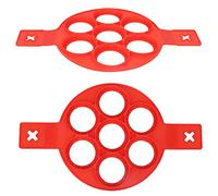 Fdit 2Pcs Huevos Panqueque Anillo Antiadherente Molde para panqueques Molde Freidora de Silicona 7 Hoyos DIY Redondo Molde de Pastel de Huevo DIY Hornear Accesorio de Cocina