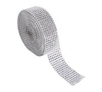 Fdit 3 Colores 8 Filas 10 Yardas Espumoso Diamante Rhinestone Abrigo Crystal Mesh Ribbons para Pasteles de Boda Socialme-EU(Plata)