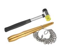 Fdit 3 Piezas de Anillo Mandrel Sizer Conjunto con Martillo de y Kit de Herramientas de Ahorro de Tiempo de Palo para Fabricantes de Joyas y Productores