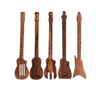 Fdit 5 Utensilios en Forma de Guitarra, Cuchara de Espátula de Cocina de Palisandro para Amantes de la Música, Herramientas de Cocina Antiadherentes a Prueba de Calor para Regalo de