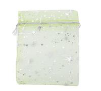 Fdit 50 Uds. Bolsas de Malla Transparente con Cordón, Bolsas de Regalo con Patrón de Estrella con Cuerdas de Satén para Embalaje de Recuerdo de Fiesta, Joyería de Dulces de Boda (verde claro)