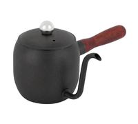Fdit 500 ml elegante mango de café de acero inoxidable cuello de cisne hervidor de agua mango de madera hervidor de agua cuello de cisne boquilla larga goteo manual cafetera (negro)