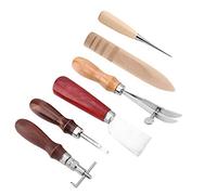 Fdit 6 Herramientas para Manualidades de Cuero, Kit de Trabajo de Cuero de Acero Inoxidable para Proyectos de con Cortador de Borde Ranurado