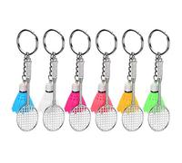 Fdit 6 piezas llaveros mini llavero plástico bádminton llavero bolsa colgante simulación deportes llavero para colgar decoración