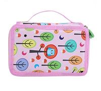 Fdit 72 Slots Oxford Cloth Case Pencol Organizador con 4 Capas y Mango Portátil para Estudiantes de Arte Suministros Escolares (Pink)