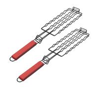 Fdit Abrazadera de Red para Barbacoa de Salchichas, Rejilla para Asar Carne de Perrito Caliente con Mango de Madera Resistente Al Calor para Barbacoa, Camping, Picnic, Patio Trasero (BLACK)