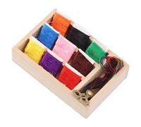 Fdit Accesorios para Casa de Muñecas, Kit de Caja de Costura en Miniatura, Escala 1:12, Detalles Ricos, Colores Brillantes Exquisitos para Decoración DIY