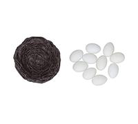 Fdit Accesorios Tradicionales para Casas de Muñecas Mini Huevos de Resina para Casas de Muñecas 10 Huevos 1 (Huevos de Pato y Nido)