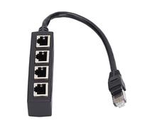 Fdit Adaptador de Red RJ45, Splitter 1 a 4 Puertos con Núcleo Dorado para Oficina y Hogar